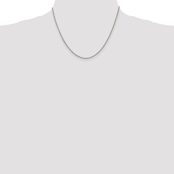 1.7mm, Sterling Silver Diamond Cut Solid Rope Chain Necklace, 18 Inch - Picture 2 of 8